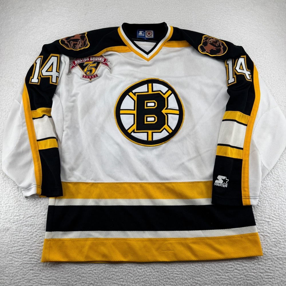 Vintage Starter Boston Bruins 75 Years Sergei Samsonov Jersey Mens XL White Sewn